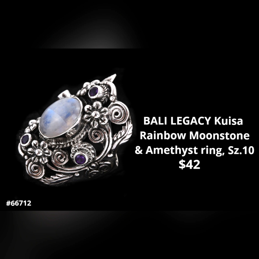 BALI LEGACY Kuisa Rainbow Moonstone ring, Sz.10..Now $25!